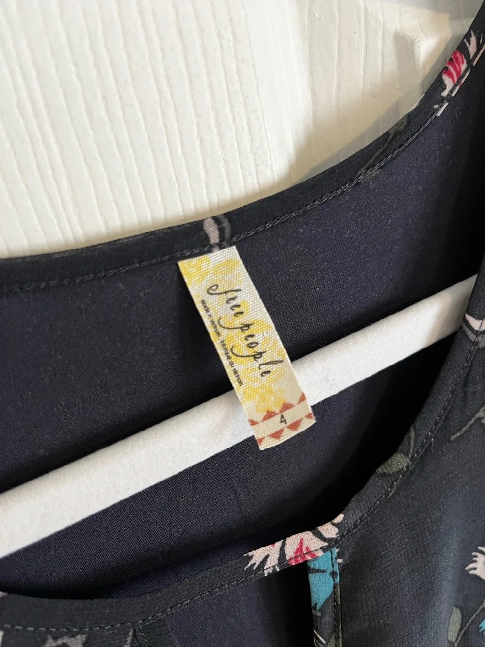 Free People Black Floral Dress with Keyhole Neck